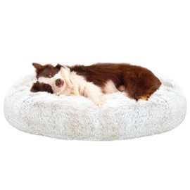 JOYELF Donut Dog Bed Cat Bed for Large Dogs, Calming Pet Bed Ultra Soft Faux Fur Cuddler Round Self Warming Sleeping Bed for Dogs and Cats
