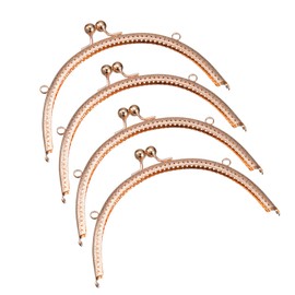 uxcell 4pcs Metal Purse Frame, 8" Kiss Lock Clasp Frame Rectangle Embossed Clutch Frame Handles for Coin Purse Sewing Wallets Bags Making DIY Craft, Gold