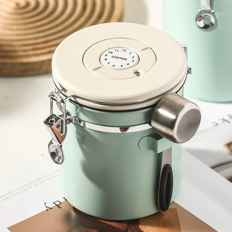 Coffee Canister Mint Green Food Grade Stainless Steel Airtight Coffee
