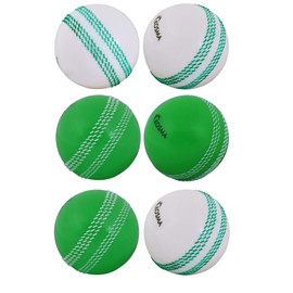 Kosma Pack of 6 Windball Practice Cricket Ball | Soft Training Balls | Sports & Outdoors - Colour: 3Pc Green with white Seam & 3Pc White with Green Seam