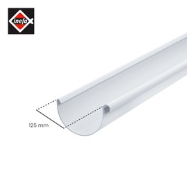 Inefa semi-circular gutter 200 cm plastic box gutter for roof, box roof gutter, plastic gutter for garden shed, greenhouse semi-circular