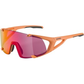 ALPINA Hawkey S Q-LITE Mirrored, Contrast Enhancing & Anti-Fog Sports & Cycling Glasses with 100% UV Protection for Adults, Peach Matt, One Size