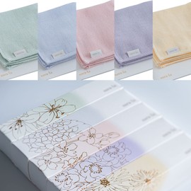 Imabari Towel Gift Sara-la Gauze Pile Handkerchief, Set of 5, Green, Blue, Pink, Purple, Yellow, Towel Handkerchief, Made in Japan