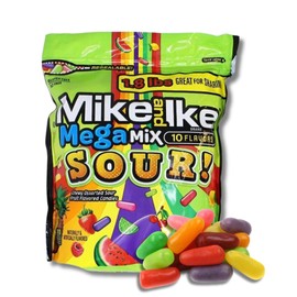 Mike & Ike Bulk Gift Bags - 1.8 LB Resealable Bags By Lyza's Sweets & Treats (Pack of 1, Mega Sour Mix)
