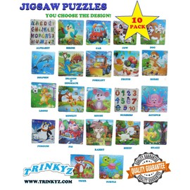 Unbranded Wooden Jigsaw Puzzles for Kids Ages 3-5, 10 Pack- choose from 22 designs!!