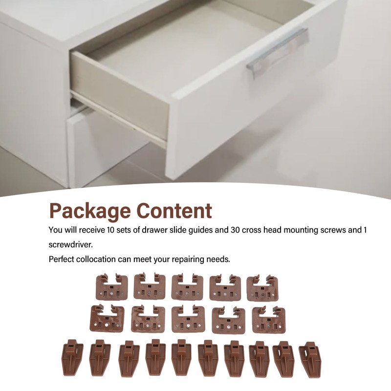10 Sets Dresser Drawer Slides Plastic Drawer Slides and Guides
