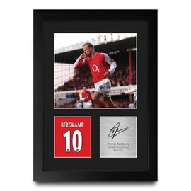 HWC Trading Dennis Bergkamp Arsenal Gifts Printed Signed Autograph Picture for Football Fans and Supporters - A4 Portrait Framed