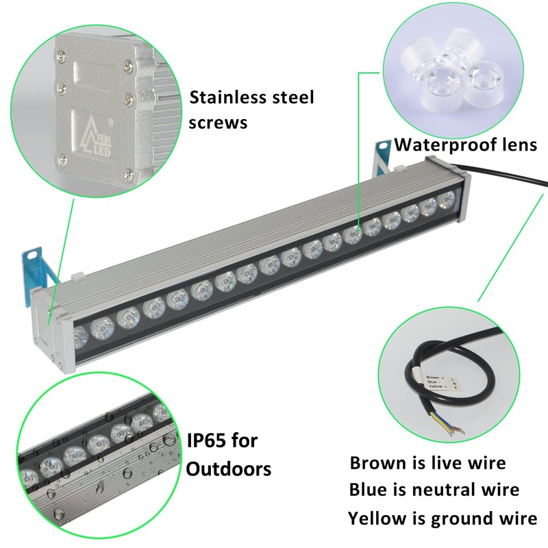 RSN LED 18W Wall Washer, 19.7in Linear Strip Light, Super