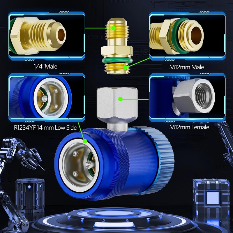 HTOMT R1234yf Adapter,Adjustable R1234yf Quick Couplers Adapter,Air Conditioning Line Repair