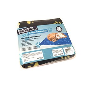 Battersea Pet Blanket - Soft Fleece Jumbo Pet Blankets with Paw Design (Black)