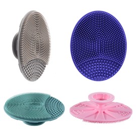 INNERNEED INNERNEED Silicone Face Cleansing Scrubber, Exfoliating Scrub Manual Handheld Facial Brush Blackhead Remover, Food-Grade Soft Bristle (Pack of 4)