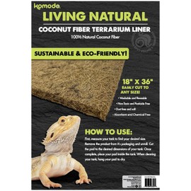 Komodo Fiber Pad | 100% Natural Coconut Fiber Reptile Terrarium Liner | Washable and Reusable| Non-Toxic with No Harmful Chemicals | Fits up to 18" by 36" Tank