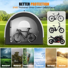 SOFFRIA Storage Shed Tent for Bike,Motorcycle,ebike,eScooter,Lawn Mower Outdoor Canopy Shelter Protection with Water Resistant, Dustproof, Windproof and Sunproof