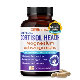 VITAL HERBAL Cortisol Health Supplement - Liposomal Magnesium with Ashwagandha L-Theanine St. John's Wort - Maximum Potency - Support Restoration, Strength - Made in The USA