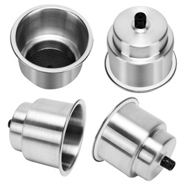 Amarine Made 4pcs Stainless Steel Cup Drink Holder with Drain for Marine Boat RV Camper