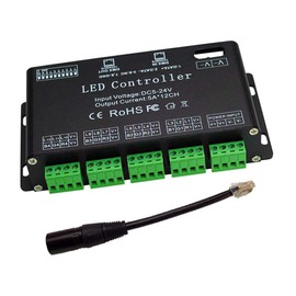 12 Channel DMX Decoder, AZIMOM RGB LED Light Strip Controller dmx512 Decoder Dimmer Driver DC5V-24V LED Module Light