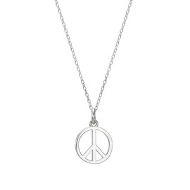Sterling Silver Peace Sign Pendant Necklace, 18"