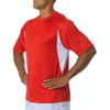 A4 Adult Color Block Performance Interlock T-Shirt, Scarlet Red/Wht, XX-Large
