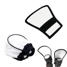 AOEVUIR 2 Stück Universal Blitz Diffusor Mini Blitz Reflektor 2 in 1 Blitz Reflektor Leichter Speedlite-Softbox-Diffusor Universal Stoff Diffusor Silber