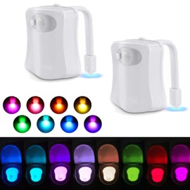 Glamified Toilet Motion Sensor Light, 16 Colors Changing Sensor LED Washroom Night Light Inside Toliet Lamp, PIR Motion Activated Waterproof Bathroom Accessory, Fits Any Toilet (2 Pack)