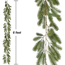 Lvydec Christmas Pine Garland Decoration, 6ft Christmas Greenery Garland Realistic Pine Garland Artificial Cypress Garland for Holiday Mantel Fireplace Centerpiece