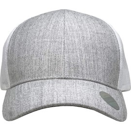 KBE-MESH HLGY-WHT Classic 6 Panel Cotton Twill Mesh Trucker Cap Hat Adjustable Snapback Hat
