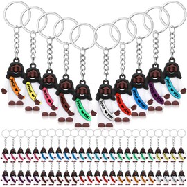 Sumind 48 Pcs Jesus Toys Figurine Christian Keychain Jesus Doll Religious Keychain Bulk Classic Christian Rings for Christ(Fluorescent Color,Black Jesus Loves You)