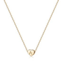Gold Initial A Heart Necklace Dainty Letter Heart Choker Necklace for Women