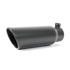 KHK 3" to 4" Exhaust Tip - 12" Long Diesel Exhaust Tips,3" Inlet 4" Outlet Stainless Steel Bolt-On Angle Cut Truck Tailtip, Universal Fit for Trucks & Cars -Black Powder Coated