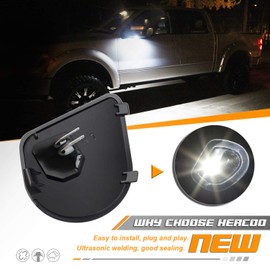 HERCOO Luces LED para charco izquierdo y derecho, luces blancas, lente ahumada compatible con Dodge Ram 1500 2500 3500 2010-2018, paquete de 2