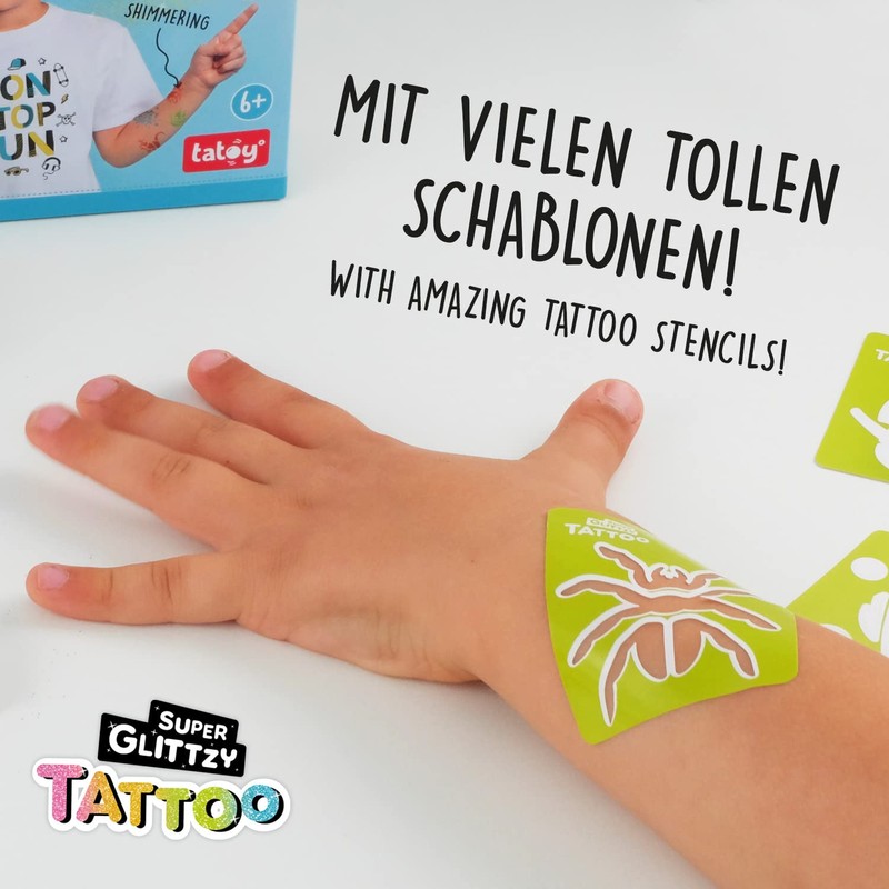 TATOY Super Glittzy Party Glam Tattoo Set - Skin-Friendly Temporary