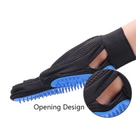 Forieru Blue Pet Gloves Dog And Cat Grooming Gloves Professional Lint Removal, Brushing And Glove Cleaning Tools, Hair Remover With Soft Rubber Bristle Brush(Left Glove&Right Glove)