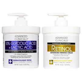 Advanced Clinicals- Loción corporal exfoliante con retinol + 10% de ácido glicólico y ácido láctico | Crepey Sk