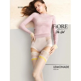 FIORE LEMONADE STAY UP THIGH HIGH STOCKINGS FINE EUROPEAN  3 SIZE LINEN 20 DEN - 4 LARGE