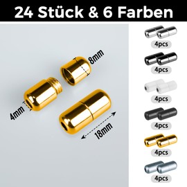Hengxinc Pack of 24 Metal Capsules for Shoelaces, Laces, Quick Release, Adult Shoelaces, Fastener, Children's Quick Release Laces, multicoloured