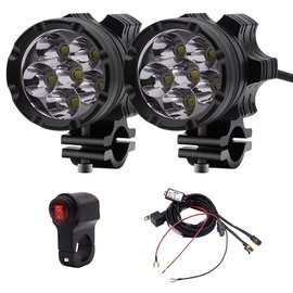 Riloer 2pcs Motorcycle Spotlight, Universal 60W Bicycle Driving Lamp 12V Fog Light For Motorbike Truck Car Boat Auxiliary Lights