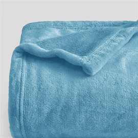 Oxford Homeware Fleece Blanket Sofa Throw Cuddly Reversible Soft Throws for Bed, Couch, Settee, Travel Lightweight and Breathable Blanket fit All Season (Light Blue, Throw/Single)