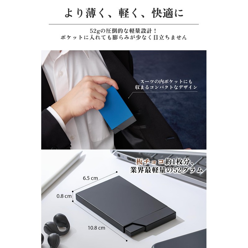 [Acies] Smart Wallet Credit Card Case, Slide Type, Anti-Skimming, Anti-Magnetic,