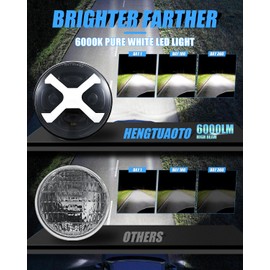 HENGTUAOTO 5-3/4 5.75" LED X-Style White DRL Motorcycle Headlight with Headlight Housing Bucket Mount Brackets Compatible with Shadow 750 Rebel 500 Vulcan Cafe Racer Choppers Cruiser