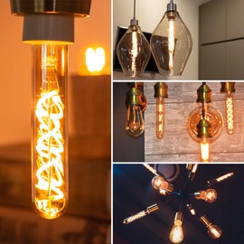Grensk E12 Candelabra Tubular LED Light Bulbs,T20 3W Edison Chandelier Light Bulb Equivalent to 25W,2200K Warm Light Amber Vintage Filament Bulb for Home or Commercial Lighting,Non-Dimmable,6Pcs
