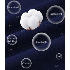 COLORFULLEAF Women 100% Cotton Dressing Gown Short Knit Bathrobe Lightweight Soft Robe Spa Hotel Loungewear With Pockets S-XXL(Navy Blue,M)