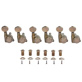 KAISH 6 Inline 18:1 Locking Tuners Tuning Keys Guitar Locking Tuning Machines with Vintage Oval Button for Strat/Tele/Electric Guitars Relic Nickel