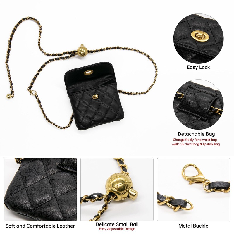 Long Keeper Leather Waist Bag - Women Mini Chain Belt