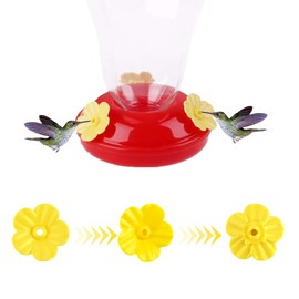 Hummingbird Feeder Replacement Parts - 16 PCS Yellow Flowers, Bee Guards for Perky Pet Glass Plastic Base