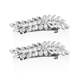2 Pieces Of Rhinestone Leaf Hairpins, Creative Hair Accessories, Elegant Hair Accessories, Women'S Hair Accessories, Wedding Hair Accessories, Matching Accessories (Silver)