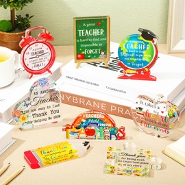 Beeveer 8 Pcs Acrylic Teacher Appreciation Gifts Bulk for Teacher Birthday Decor for Teacher Paperweight Keepsake School Classroom Office Desk Accessories (Novel)