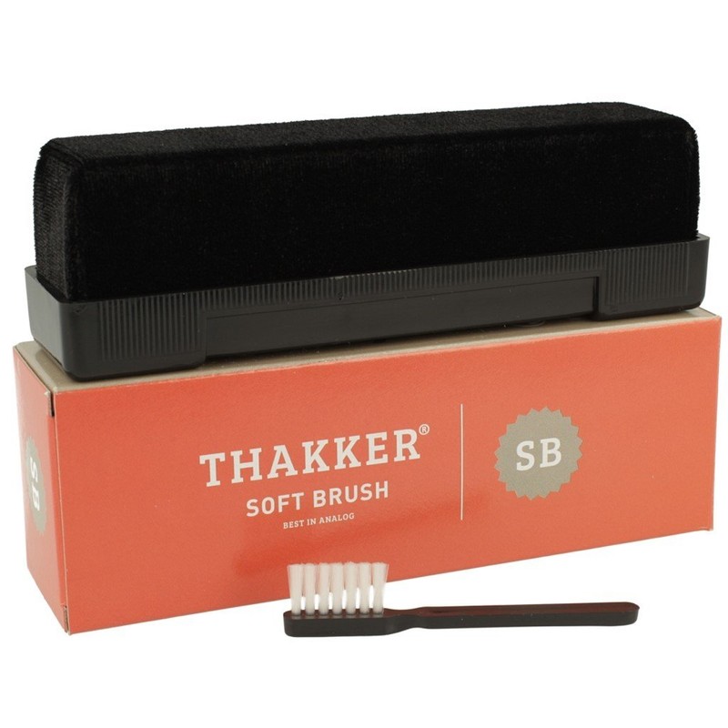 THAKKER Soft Brush - Antistatik Schallplattenbürste mit Samtpolster inkl. Nadelbürste