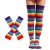 Nujvnuj Rainbow Striped Stockings Glove Set - Women Girls Carnival