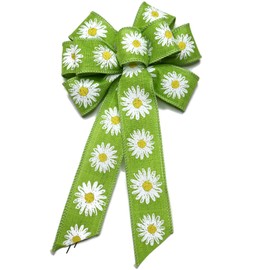 Small 5-6" Wired Green Daisy Wreath Bow