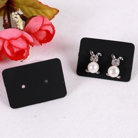 FSSTUD 200 Pieces Paper Earring Display Cards Earring Holder Card Tags Price Tag Jewelry Packaging Cards Blank Stud Cards for Earrings Black